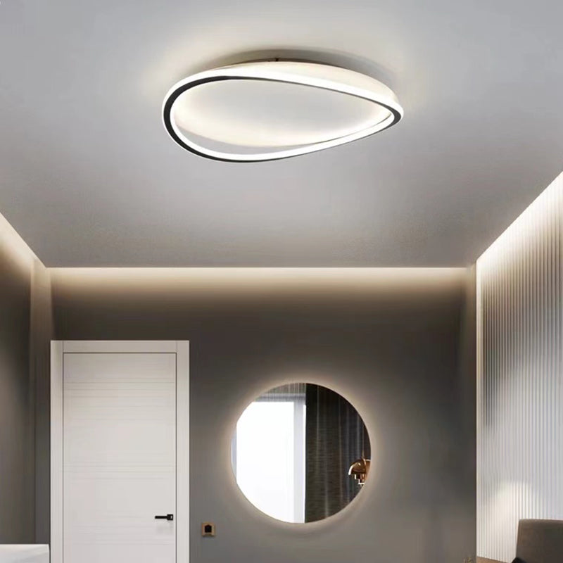 Minimalism LED Flush Mount White Metal Ceiling Light Fixture for Bedroom