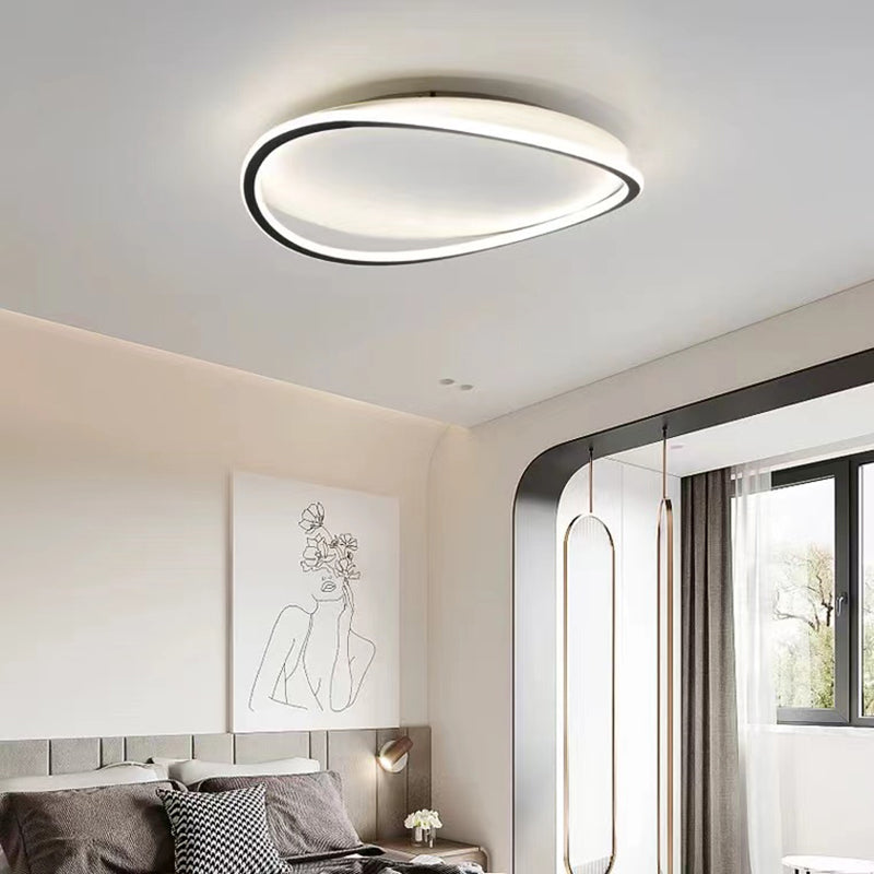 Minimalism LED Flush Mount White Metal Ceiling Light Fixture for Bedroom