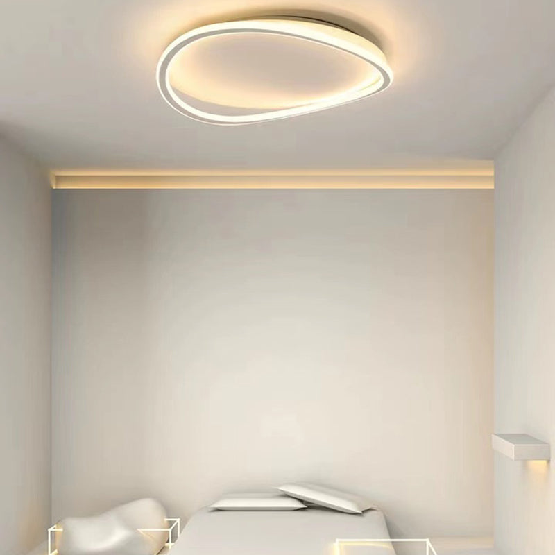 Minimalism LED Flush Mount White Metal Ceiling Light Fixture for Bedroom