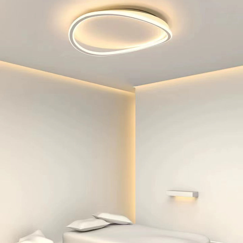 Minimalism LED Flush Mount White Metal Ceiling Light Fixture for Bedroom