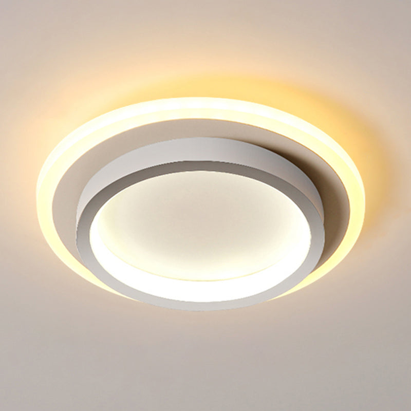 Simple LED Ceiling Light Fixture White Flush Mount Entry Light with Metal