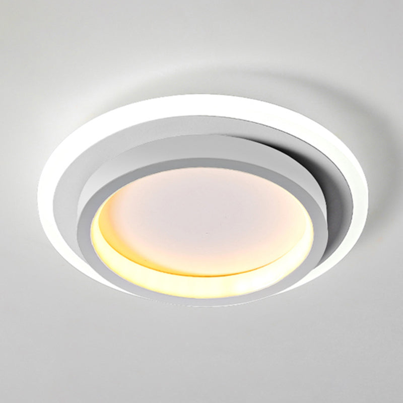 Simple LED Ceiling Light Fixture White Flush Mount Entry Light with Metal