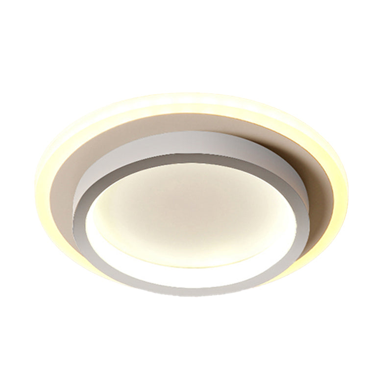 Simple LED Ceiling Light Fixture White Flush Mount Entry Light with Metal