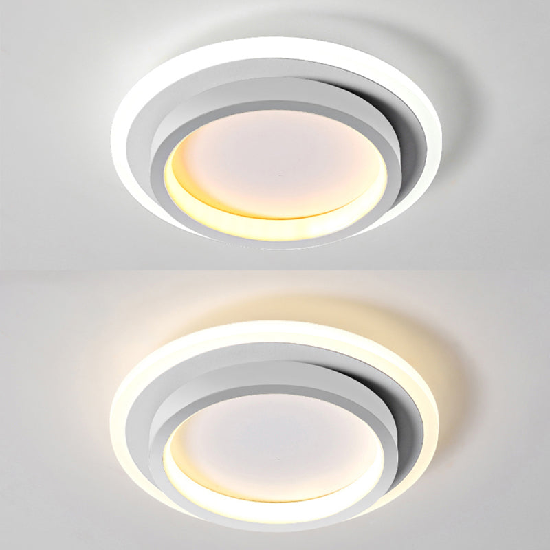 Simple LED Ceiling Light Fixture White Flush Mount Entry Light with Metal