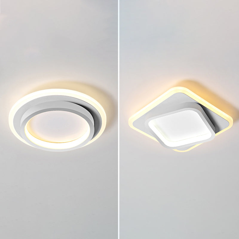 Simple LED Ceiling Light Fixture White Flush Mount Entry Light with Metal