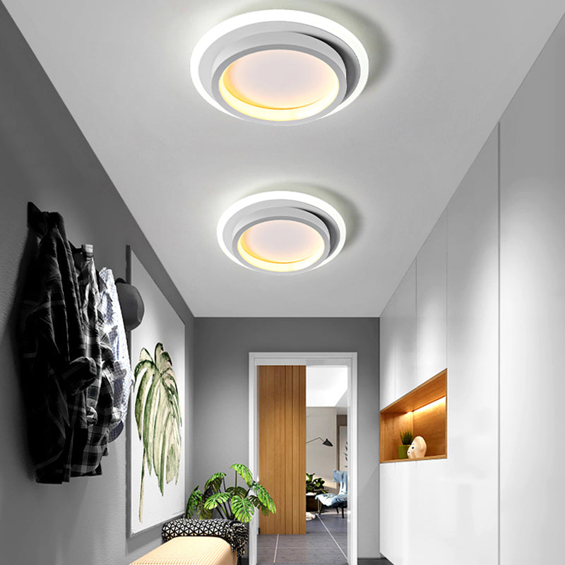 Simple LED Ceiling Light Fixture White Flush Mount Entry Light with Metal