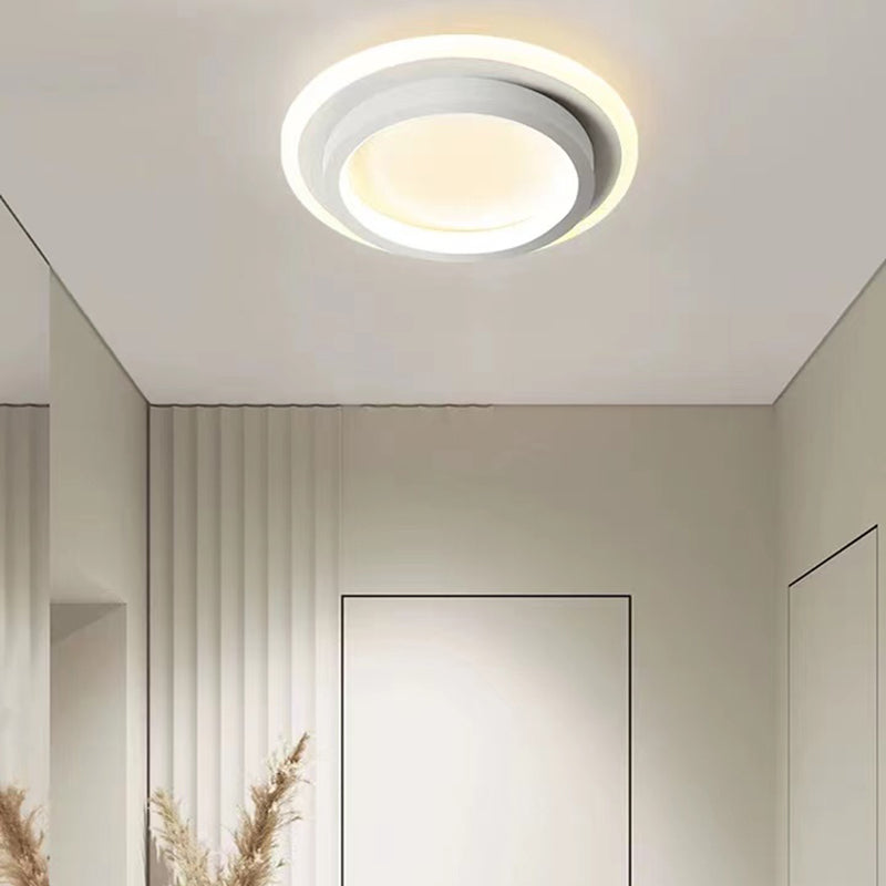 Simple LED Ceiling Light Fixture White Flush Mount Entry Light with Metal