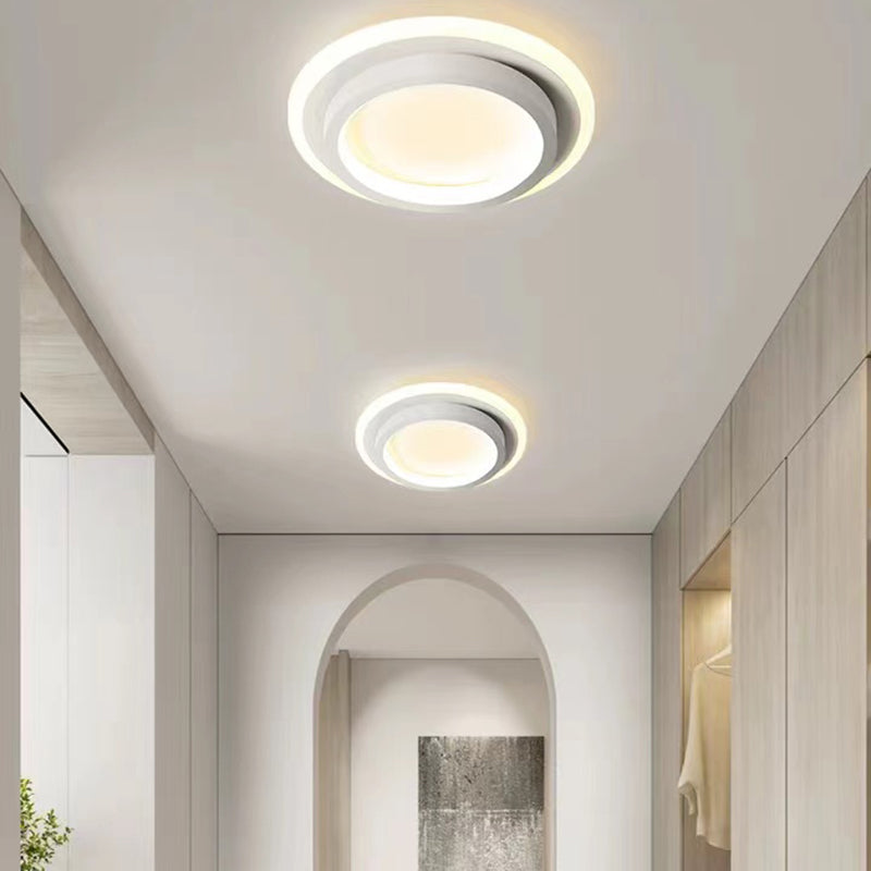 Simple LED Ceiling Light Fixture White Flush Mount Entry Light with Metal