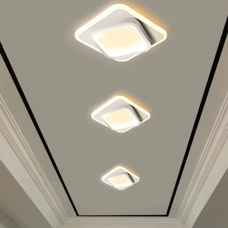 Simple LED Ceiling Light Fixture White Flush Mount Entry Light with Metal