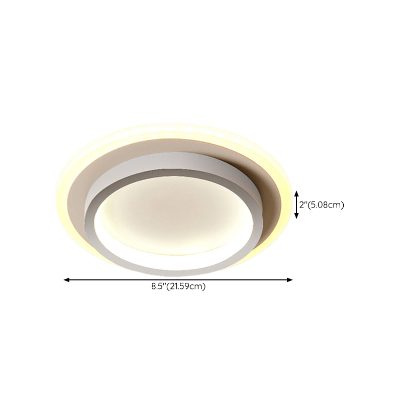 Simple LED Ceiling Light Fixture White Flush Mount Entry Light with Metal