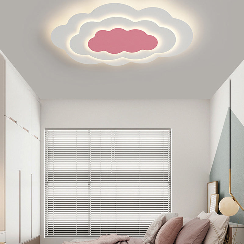 Nordic Style LED Ceiling Light Fixture Cloud Flush Mount with Metal for Bedroom