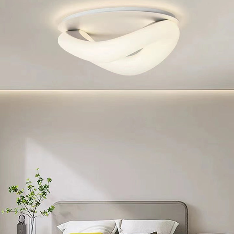 Simple LED Ceiling Light Fixture Curved Flush Mount in White for Bedroom