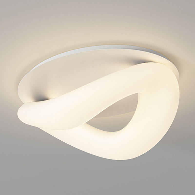 Simple LED Ceiling Light Fixture Curved Flush Mount in White for Bedroom