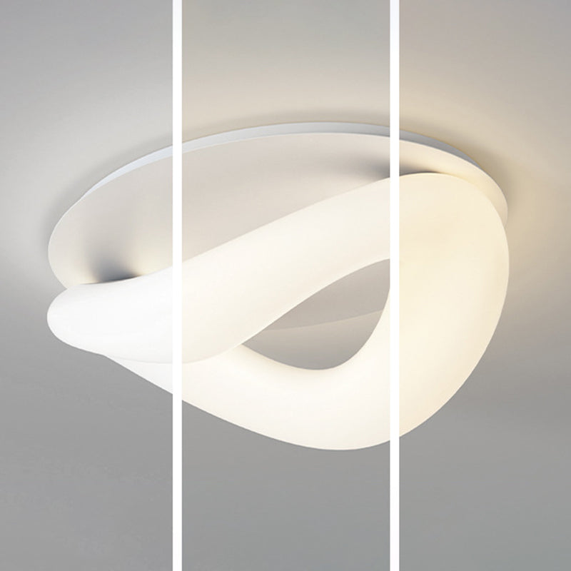 Simple LED Ceiling Light Fixture Curved Flush Mount in White for Bedroom