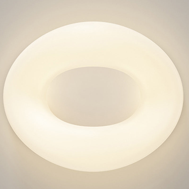 Simple LED Ceiling Light Fixture Curved Flush Mount in White for Bedroom