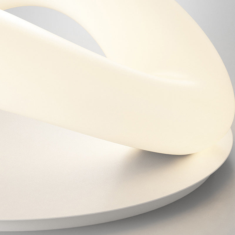 Simple LED Ceiling Light Fixture Curved Flush Mount in White for Bedroom