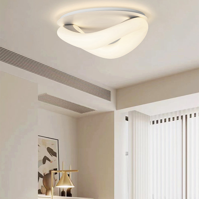 Simple LED Ceiling Light Fixture Curved Flush Mount in White for Bedroom