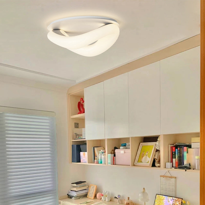 Simple LED Ceiling Light Fixture Curved Flush Mount in White for Bedroom