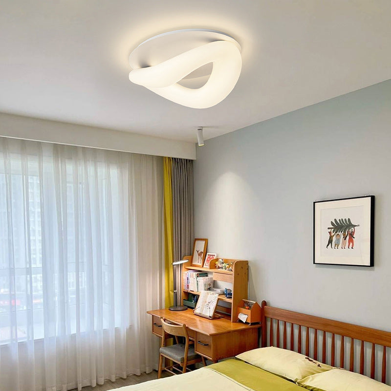 Simple LED Ceiling Light Fixture Curved Flush Mount in White for Bedroom