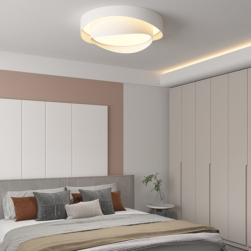 Simple LED Ceiling Light Fixture 2-Layer Flush Mount in White for Bedroom