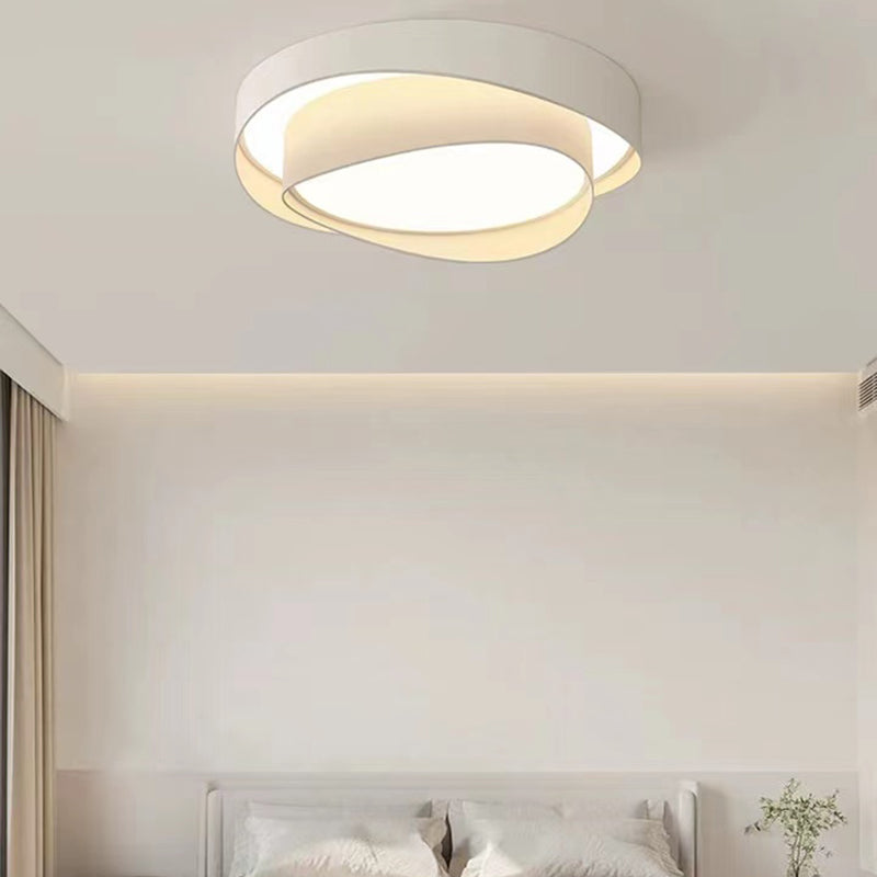 Simple LED Ceiling Light Fixture 2-Layer Flush Mount in White for Bedroom