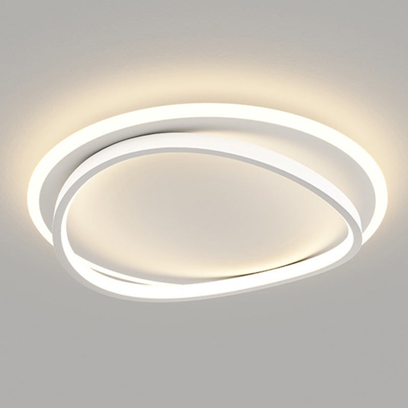 Minimalism LED Flush Mount Round Ceiling Light Fixture in White for Bedroom