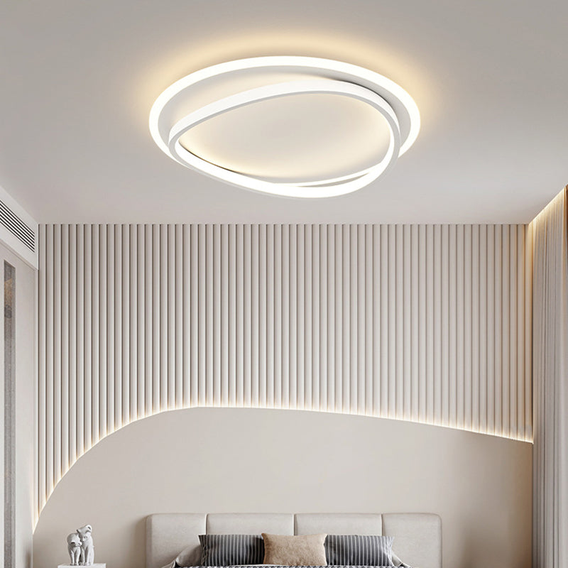 Minimalism LED Flush Mount Round Ceiling Light Fixture in White for Bedroom