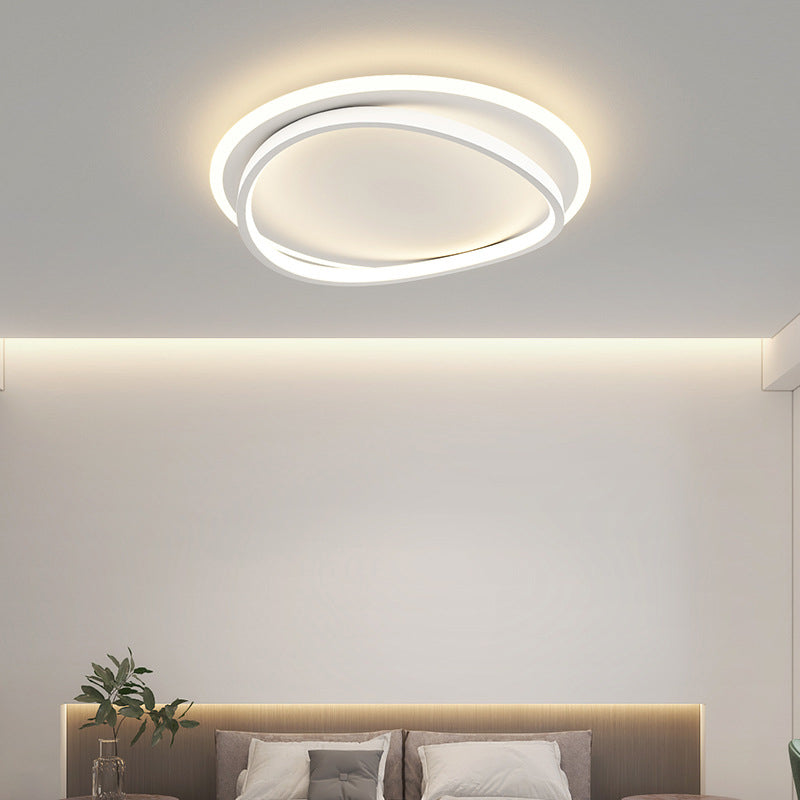 Minimalism LED Flush Mount Round Ceiling Light Fixture in White for Bedroom