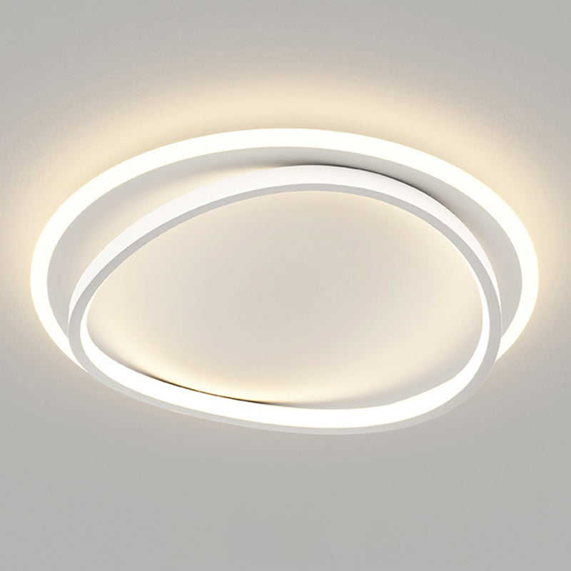 Minimalism LED Flush Mount Round Ceiling Light Fixture in White for Bedroom