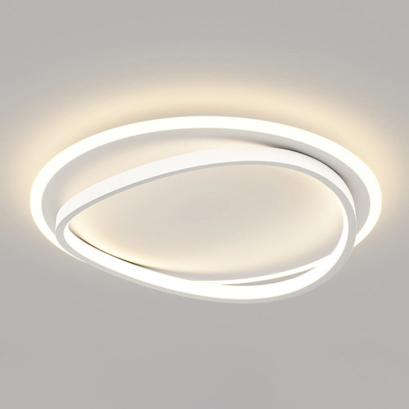 Minimalism LED Flush Mount Round Ceiling Light Fixture in White for Bedroom