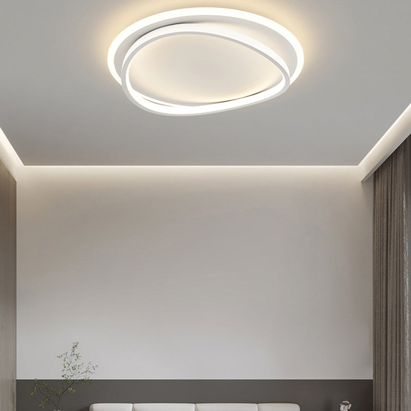 Minimalism LED Flush Mount Round Ceiling Light Fixture in White for Bedroom