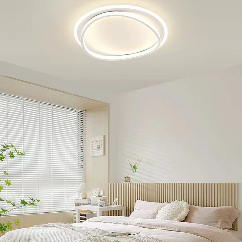 Minimalism LED Flush Mount Round Ceiling Light Fixture in White for Bedroom