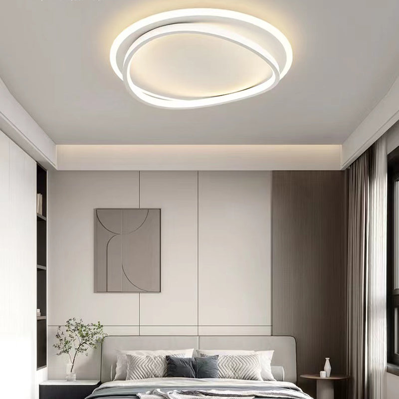 Minimalism LED Flush Mount Round Ceiling Light Fixture in White for Bedroom