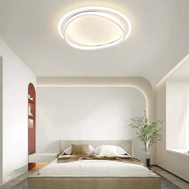 Minimalism LED Flush Mount Round Ceiling Light Fixture in White for Bedroom