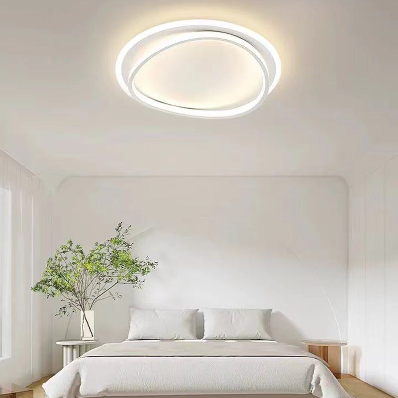 Minimalism LED Flush Mount Round Ceiling Light Fixture in White for Bedroom