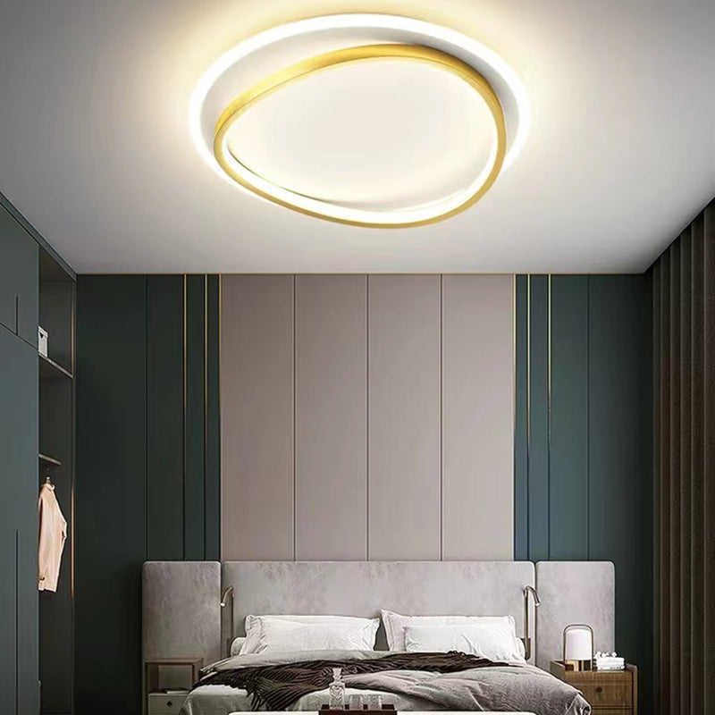 Minimalism LED Flush Mount Round Ceiling Light Fixture with Metal for Bedroom