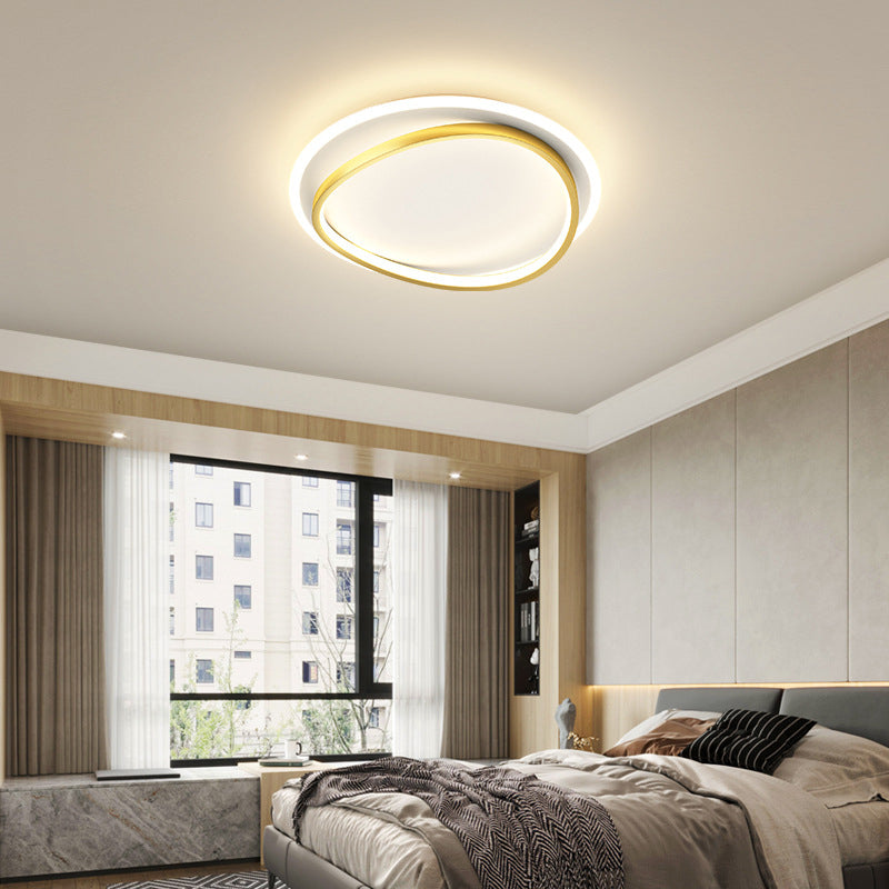 Minimalism LED Flush Mount Round Ceiling Light Fixture with Metal for Bedroom