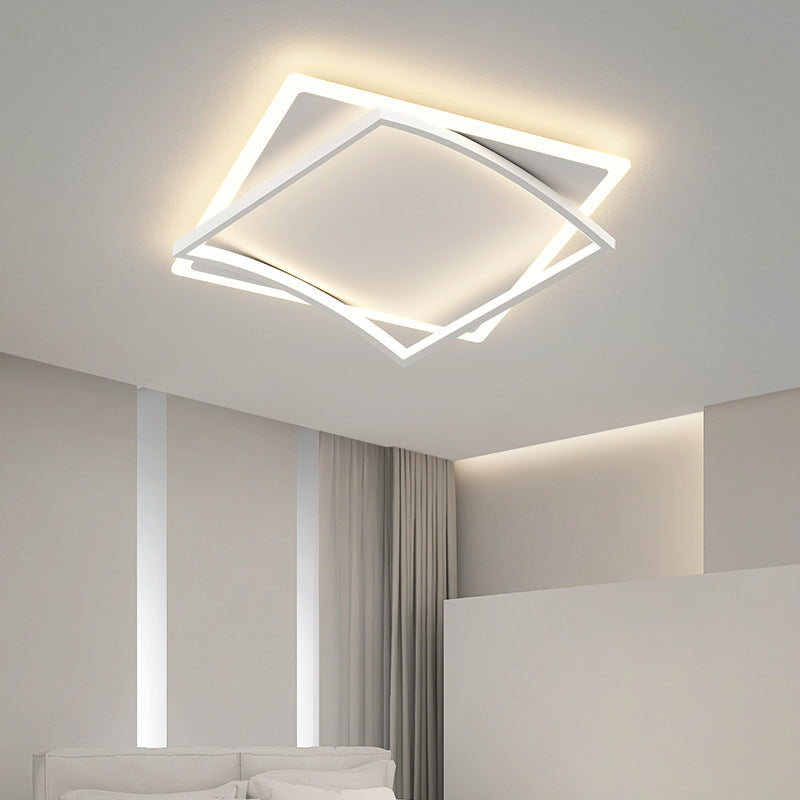 Minimalism Flush Mount Square Ceiling Light Fixture in White for Bedroom