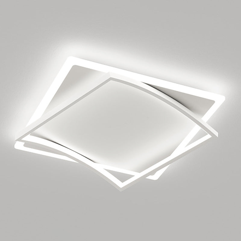 Minimalism Flush Mount Square Ceiling Light Fixture in White for Bedroom