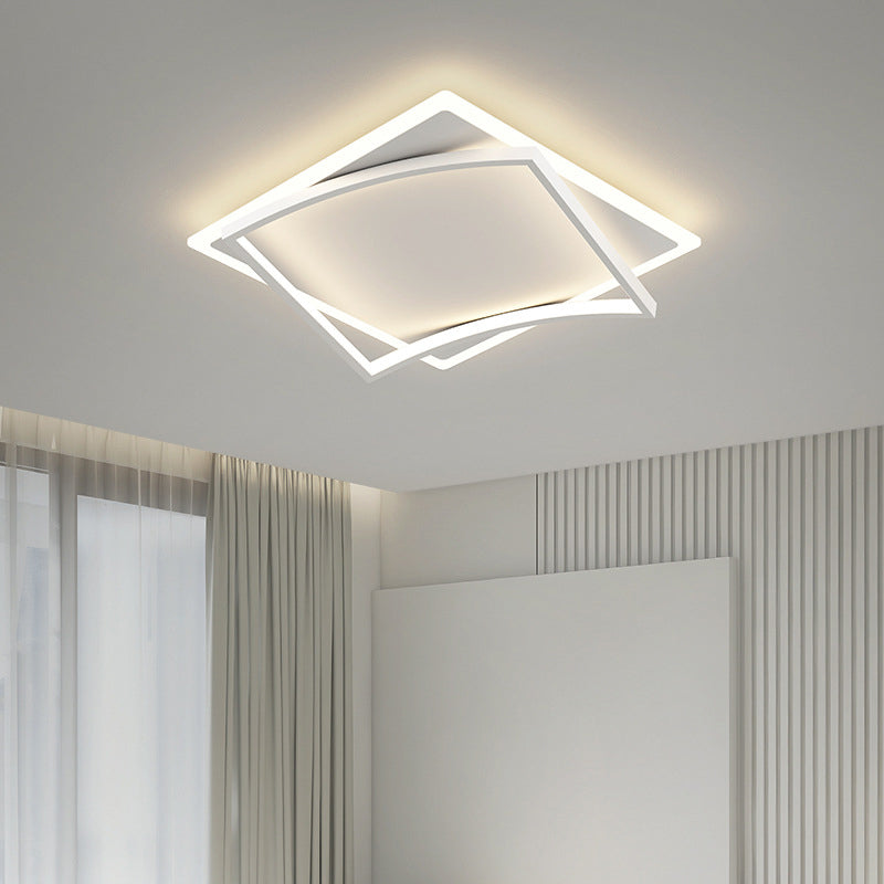 Minimalism Flush Mount Square Ceiling Light Fixture in White for Bedroom