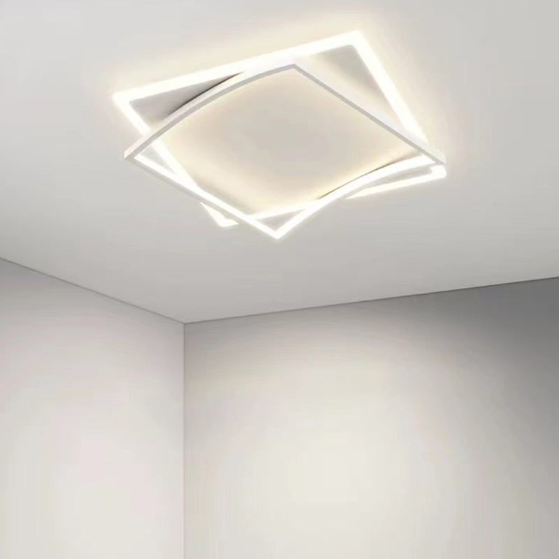 Minimalism Flush Mount Square Ceiling Light Fixture in White for Bedroom