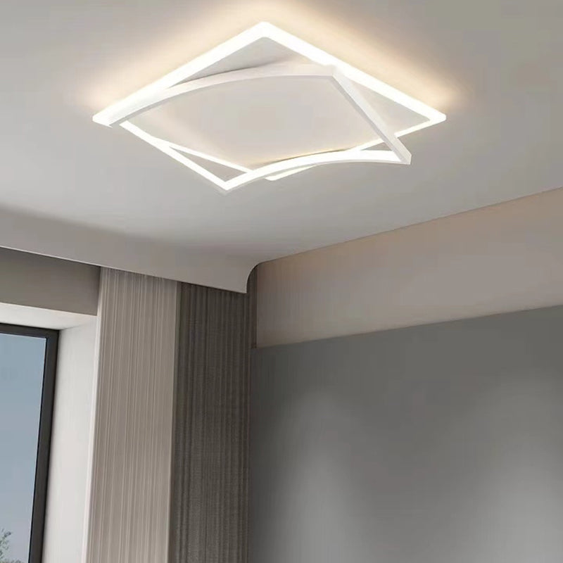 Minimalism Flush Mount Square Ceiling Light Fixture in White for Bedroom