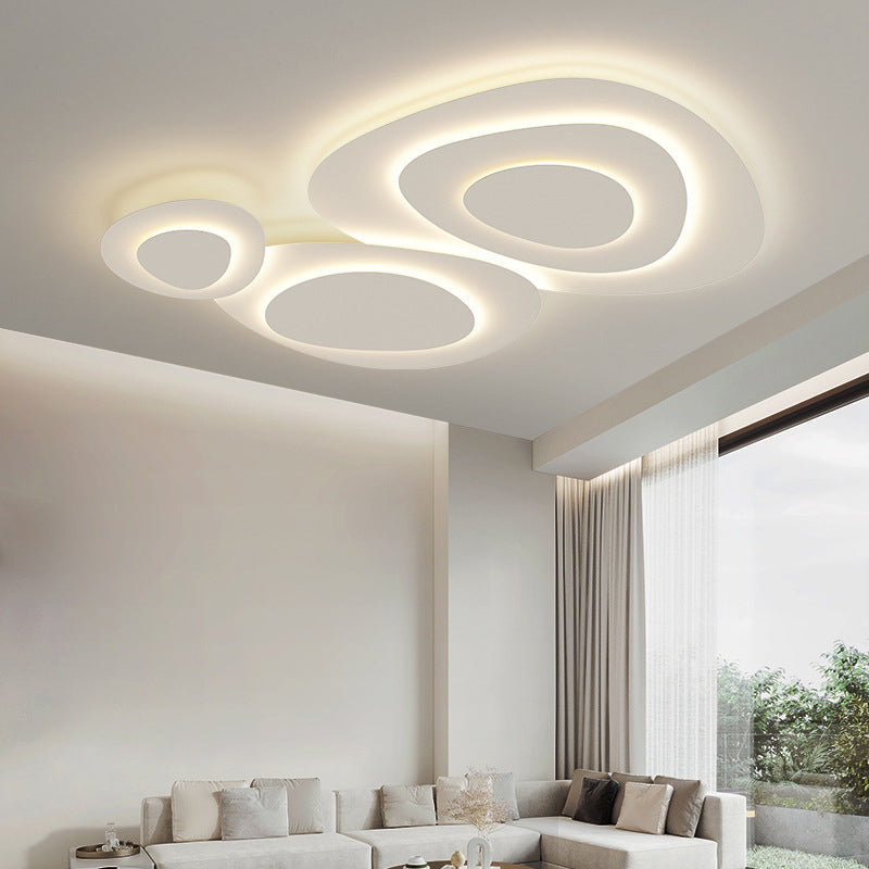 Simple LED Ceiling Light Fixture Multi-Layer Flush Mount in White for Living Room