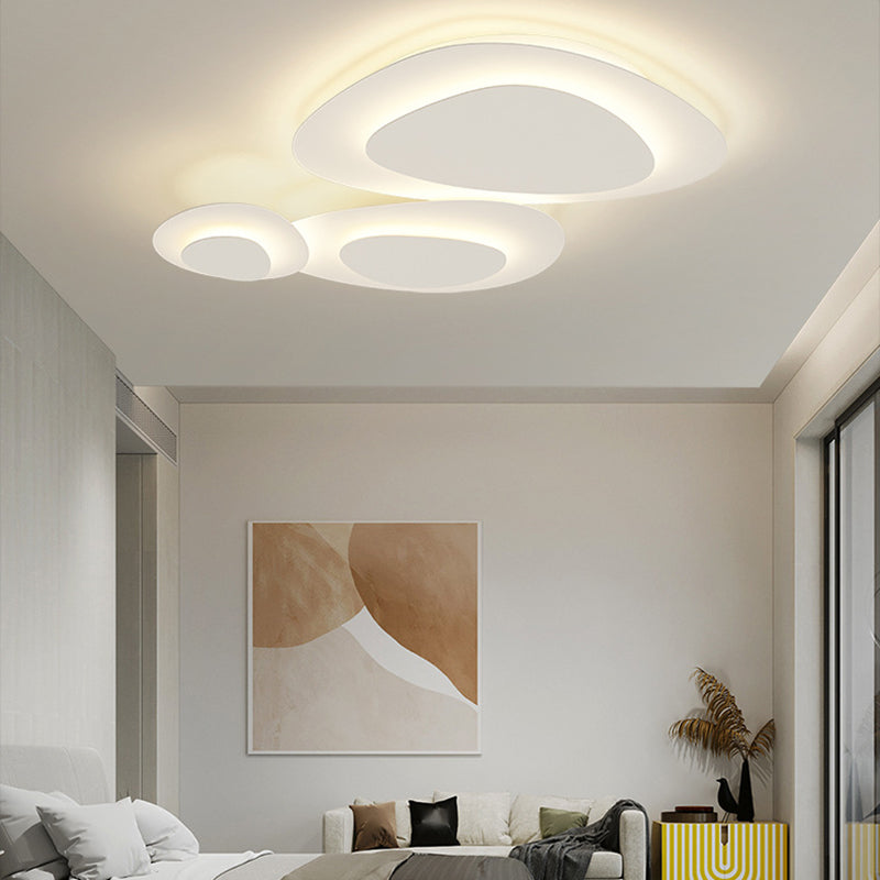 Simple LED Ceiling Light Fixture Multi-Layer Flush Mount in White for Living Room