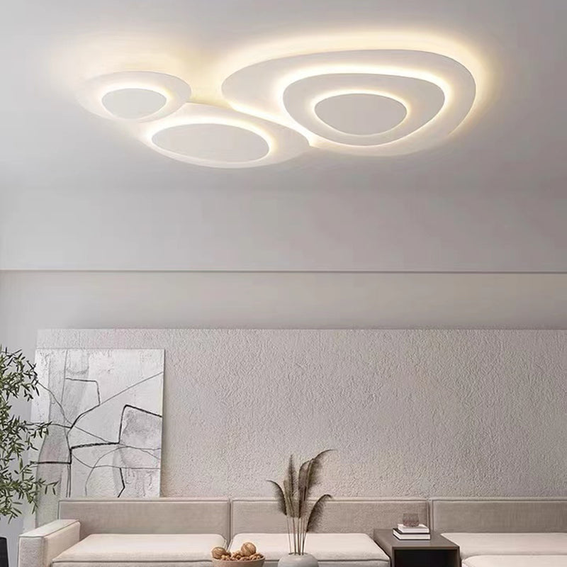 Simple LED Ceiling Light Fixture Multi-Layer Flush Mount in White for Living Room