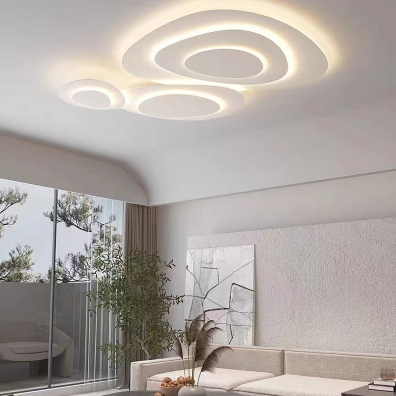 Simple LED Ceiling Light Fixture Multi-Layer Flush Mount in White for Living Room