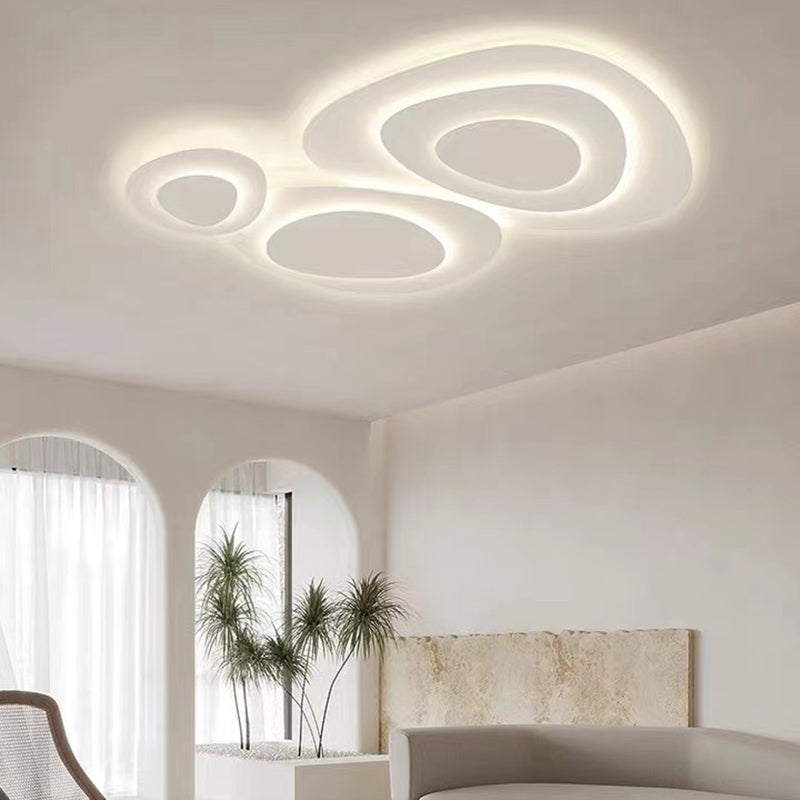 Simple LED Ceiling Light Fixture Multi-Layer Flush Mount in White for Living Room