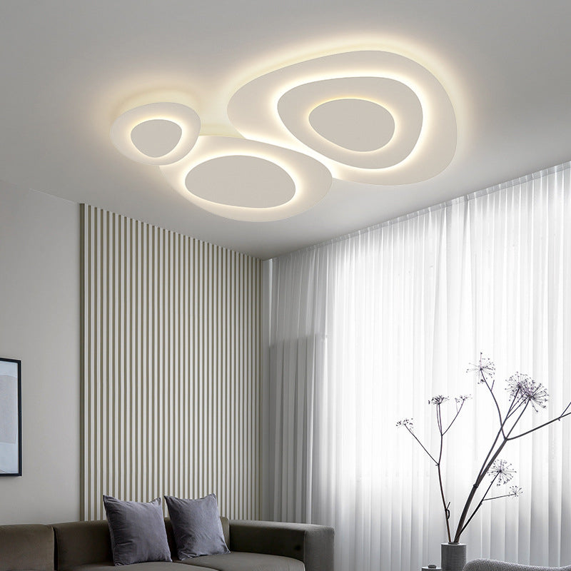 Simple LED Ceiling Light Fixture Multi-Layer Flush Mount in White for Living Room