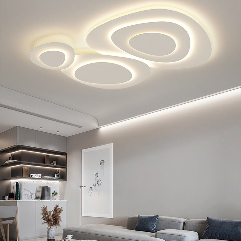 Simple LED Ceiling Light Fixture Multi-Layer Flush Mount in White for Living Room