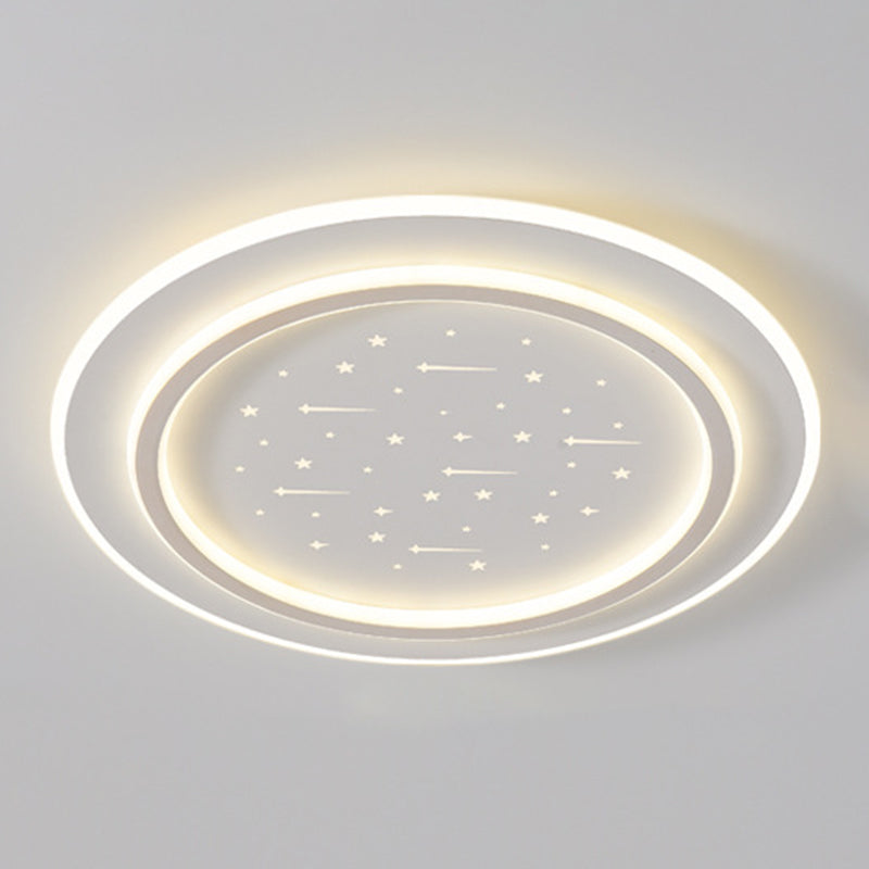 Simple LED Flush Mount White Ceiling Light Fixture with Metal for Living Room